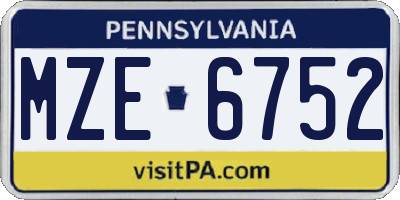PA license plate MZE6752