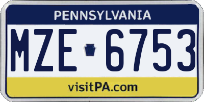 PA license plate MZE6753