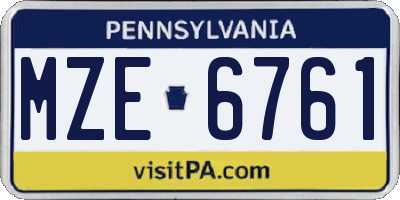 PA license plate MZE6761