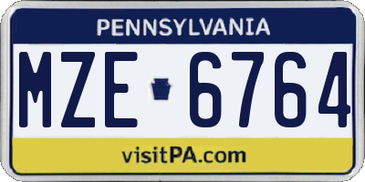 PA license plate MZE6764