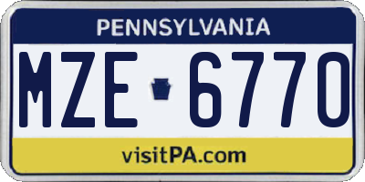PA license plate MZE6770
