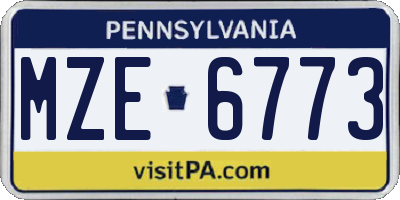 PA license plate MZE6773