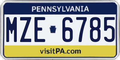 PA license plate MZE6785