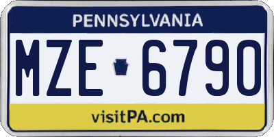 PA license plate MZE6790