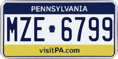 PA license plate MZE6799