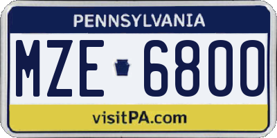 PA license plate MZE6800