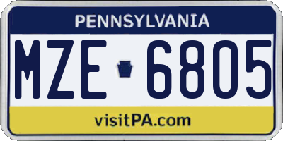 PA license plate MZE6805