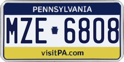 PA license plate MZE6808