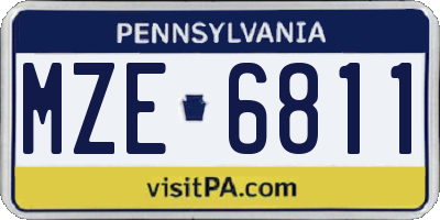 PA license plate MZE6811