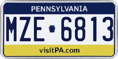 PA license plate MZE6813