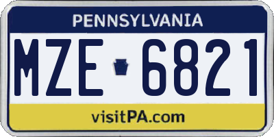PA license plate MZE6821