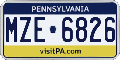PA license plate MZE6826
