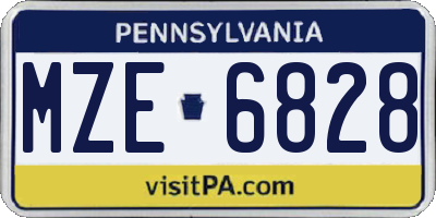 PA license plate MZE6828