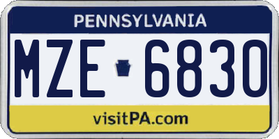 PA license plate MZE6830
