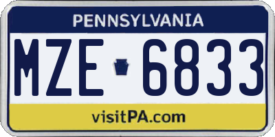 PA license plate MZE6833