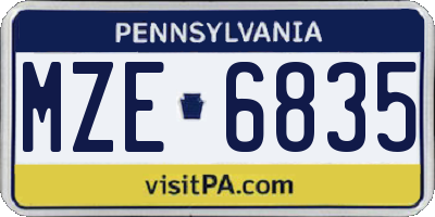 PA license plate MZE6835