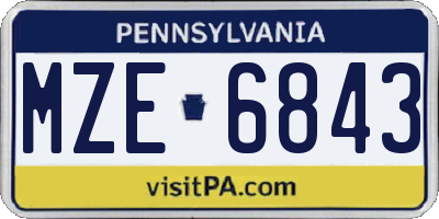 PA license plate MZE6843
