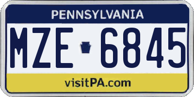 PA license plate MZE6845