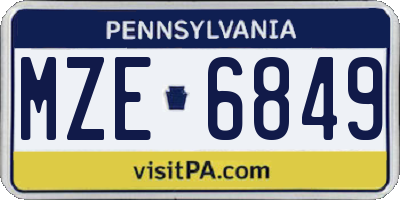 PA license plate MZE6849