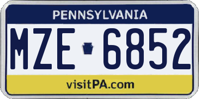 PA license plate MZE6852