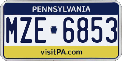 PA license plate MZE6853