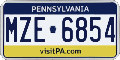 PA license plate MZE6854