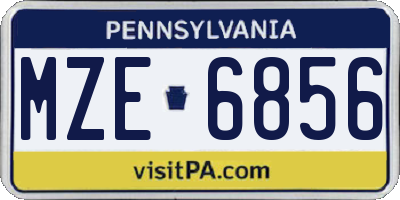 PA license plate MZE6856