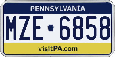 PA license plate MZE6858