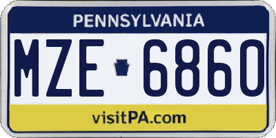 PA license plate MZE6860