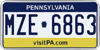 PA license plate MZE6863