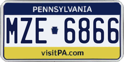 PA license plate MZE6866