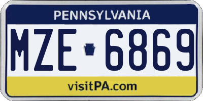 PA license plate MZE6869
