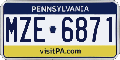 PA license plate MZE6871