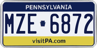 PA license plate MZE6872