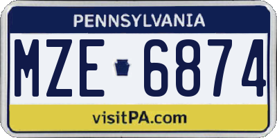 PA license plate MZE6874
