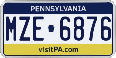 PA license plate MZE6876