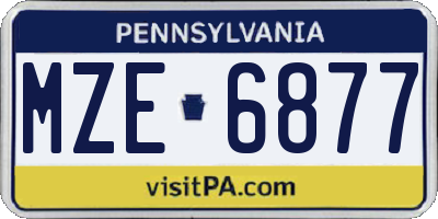 PA license plate MZE6877