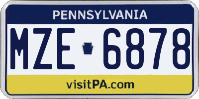PA license plate MZE6878