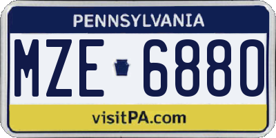 PA license plate MZE6880