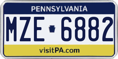 PA license plate MZE6882