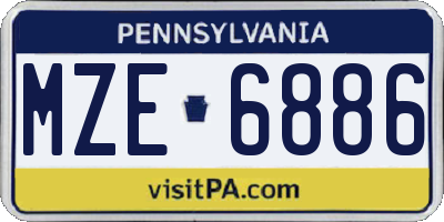 PA license plate MZE6886