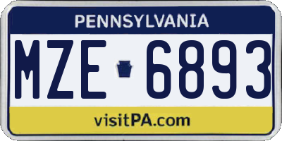 PA license plate MZE6893