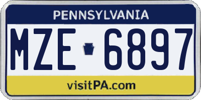 PA license plate MZE6897
