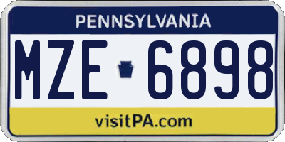PA license plate MZE6898