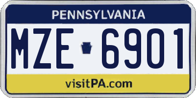 PA license plate MZE6901