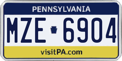 PA license plate MZE6904