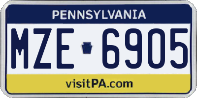 PA license plate MZE6905