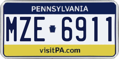 PA license plate MZE6911