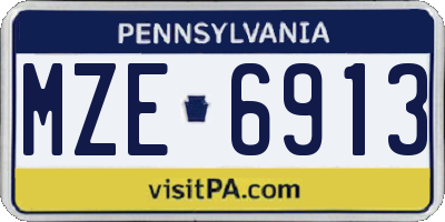 PA license plate MZE6913