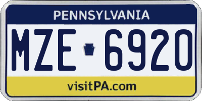 PA license plate MZE6920